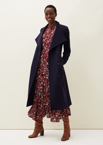 Phase Eight Thea Wool Trench Coats Navy Canada | GYFZAW-875